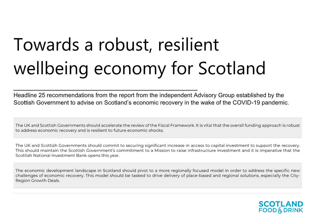 Towards a Robust, Resilient Wellbeing Economy for Scotland