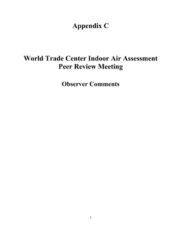 World Trade Center Indoor Air Assessment Peer Review Meeting