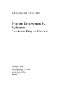 Prorgram Development by Stepwise Refinement: Case Studies Using