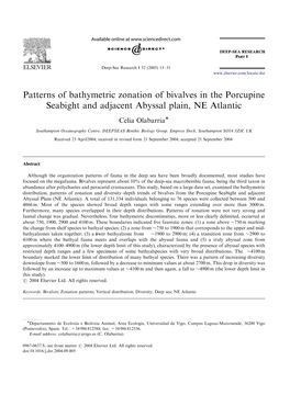 Patterns of Bathymetric Zonation of Bivalves in the Porcupine Seabight and Adjacent Abyssal Plain, NE Atlantic