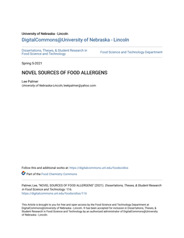 Novel Sources of Food Allergens