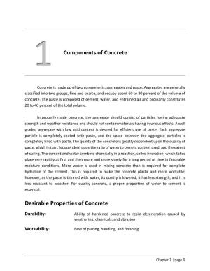 Components of Concrete Desirable Properties of Concrete