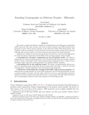 Founding Cryptography on OT