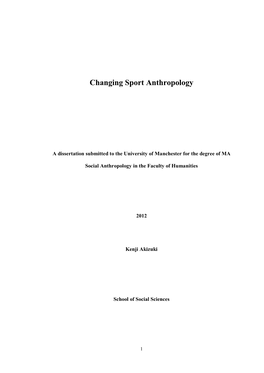 Changing Sport Anthropology