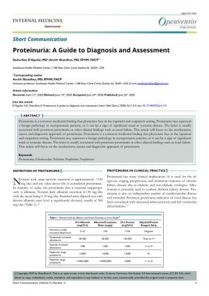 Proteinuria: a Guide to Diagnosis and Assessment