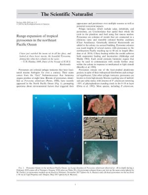 Range Expansion of Tropical Pyrosomes in the Northeast Pacific
