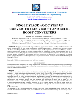 Single Stage Ac-Dc Step up Converter Using Boost and Buck- Boost Converters