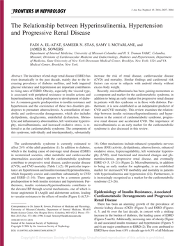 The Relationship Between Hyperinsulinemia, Hypertension and Progressive Renal Disease