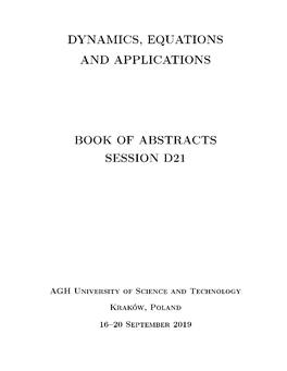 Dynamics, Equations and Applications Book of Abstracts Session