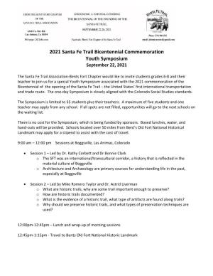 2021 Santa Fe Trail Bicentennial Commemoration Youth Symposium September 22, 2021