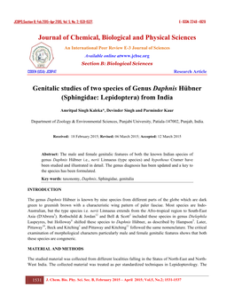 Genitalic Studies of Two Species of Genus Daphnis Hübner (Sphingidae: Lepidoptera) from India