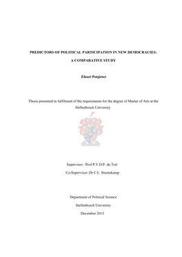 Predictors of Political Participation in New Democracies