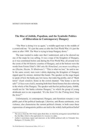 The Rise of Jobbik, Populism, and the Symbolic Politics of Illiberalism in Contemporary Hungary