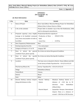 Bihar) Form - 1 / Appendix – I