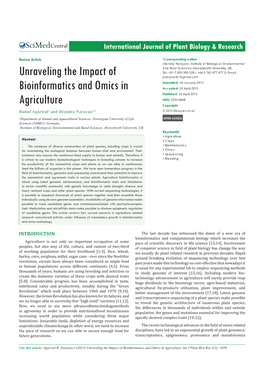 Unraveling the Impact of Bioinformatics and Omics in Agriculture