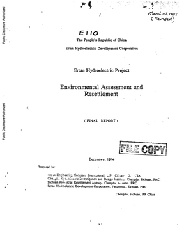 EI1I1 the People's Republic of China Public Disclosure Authorized Ertan Hydroelectricdevelopment Corporation