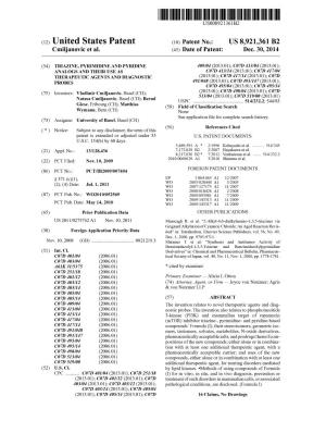 (12) United States Patent (10) Patent No.: US 8,921,361 B2 Cmiljanovic Et Al