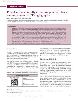 Prevalence of Clinically Important Posterior Fossa Emissary Veins On