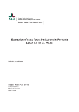 Evaluation of State Forest Institutions in Romania Based on the 3L Model