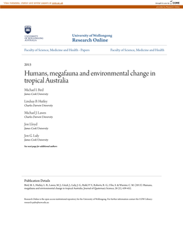 Humans, Megafauna and Environmental Change in Tropical Australia Michael I