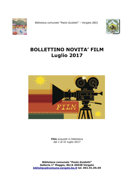 BOLLETTINO NOVITA' FILM Luglio 2017