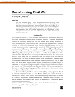 Decolonizing Civil War Patricia Owens*
