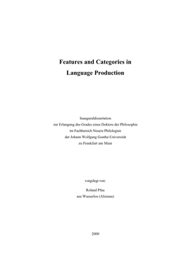 Features and Categories in Language Production