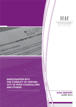 30 Jun 2014 Investigation Into the Conduct of Certain City of Ryde