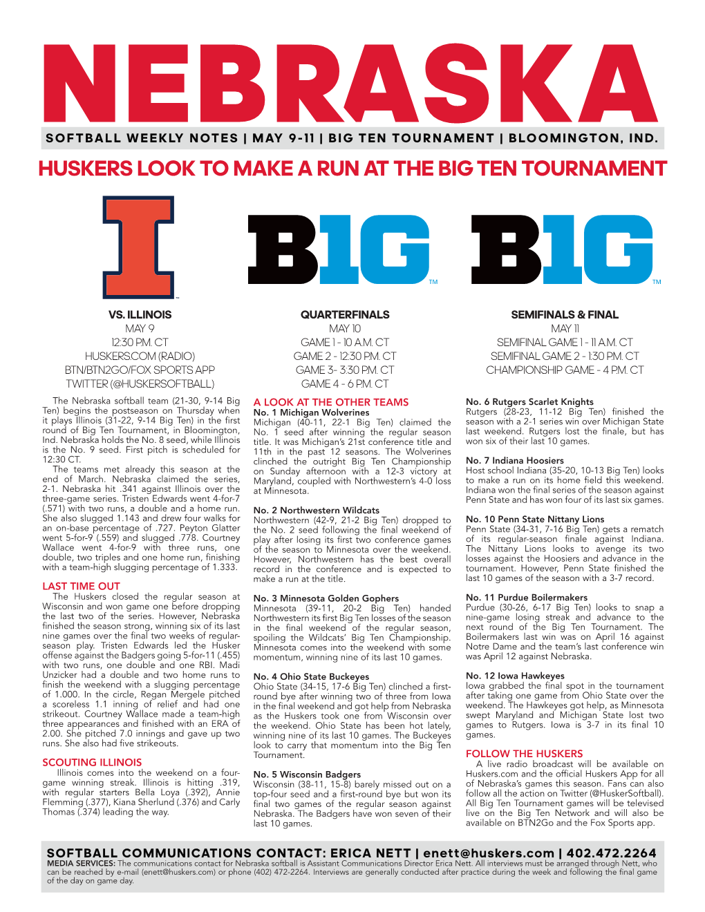 Huskers Look to Make a Run at the Big Ten Tournament