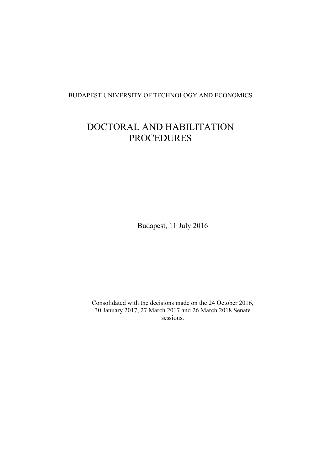 Doctoral and Habilitation Procedures