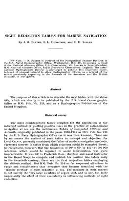 Sight Reduction Tables for Marine Navigation