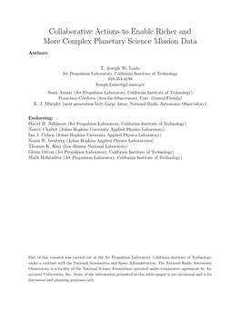 Collaborative Actions to Enable Richer and More Complex Planetary Science Mission Data