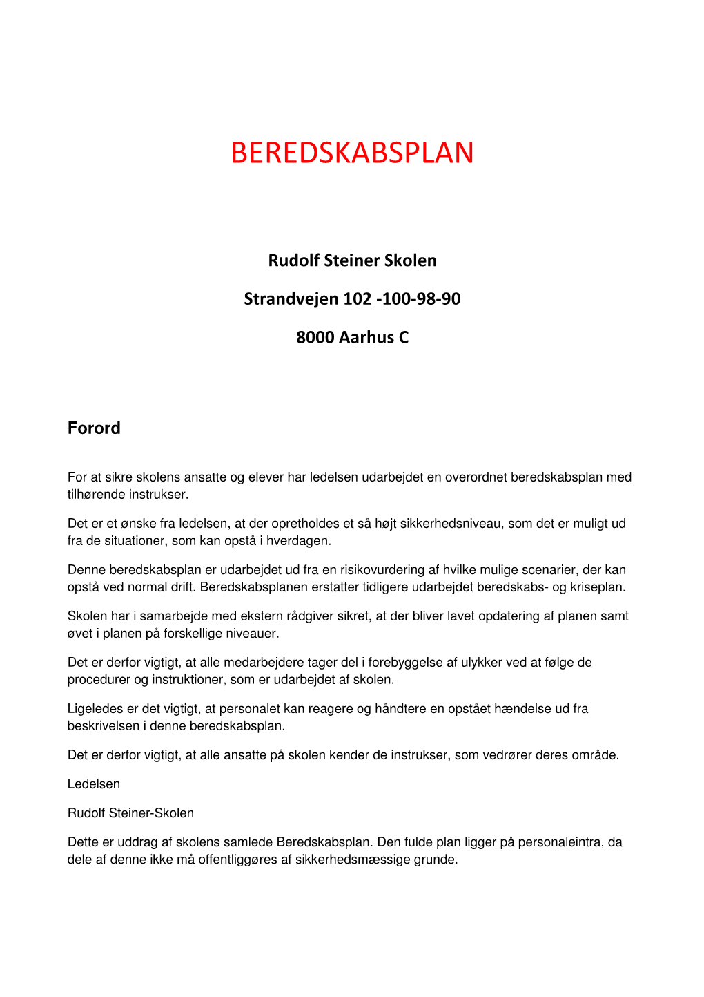 Beredskabsplan