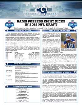 Rams Possess Eight Picks in 2018 Nfl Draft
