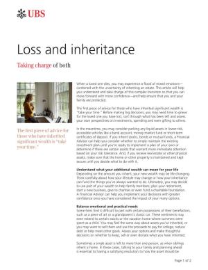 Loss and Inheritance Taking Charge of Both