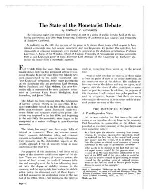 The State of the Monetarist Debate by LEONALL C
