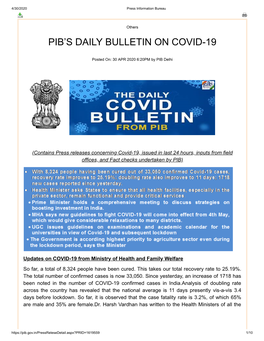 Pib's Daily Bulletin on Covid-19