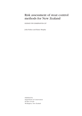 Risk Assessment of Stoat Control Methods for New Zealand