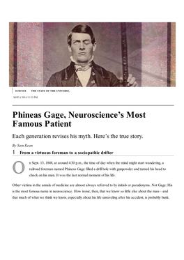 Phineas Gage, Neuroscience's Most Famous Patient
