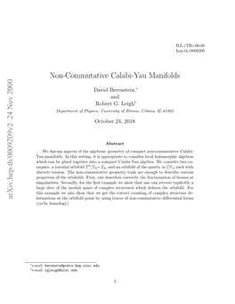 Non-Commutative Calabi-Yau Manifolds