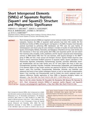 Short Interspersed Elements (Sines) of Squamate Reptiles (Squam1 and Squam2): Structure and Phylogenetic Signiﬁcance VERNATA V