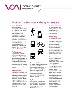 Profile of the Transport Authority Amsterdam