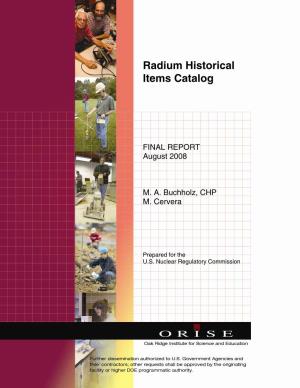 Radium Historical Items Catalog