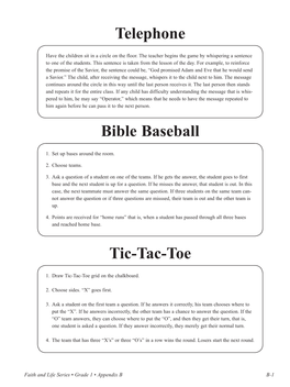 Telephone Tic-Tac-Toe Bible Baseball