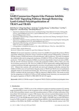 SARS Coronavirus Papain-Like Protease Inhibits the TLR7 Signaling Pathway Through Removing Lys63-Linked Polyubiquitination of TRAF3 and TRAF6