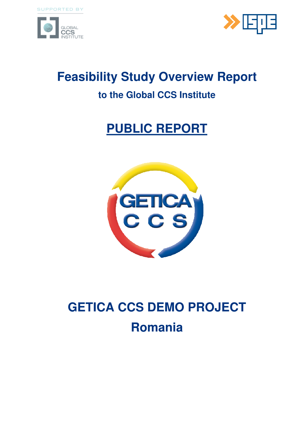 Feasibility Study Overview Report PUBLIC REPORT GETICA CCS