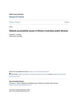 Website Accessibility Issues in Western Australian Public Libraries