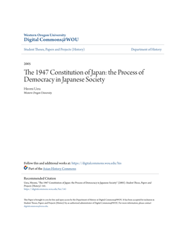 The 1947 Constitution of Japan: the Process of Democracy in Japanese Society