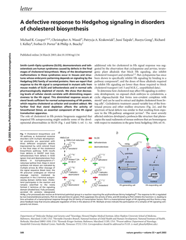 A Defective Response to Hedgehog Signaling in Disorders of Cholesterol Biosynthesis