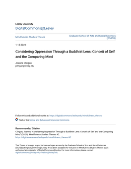 Considering Oppression Through a Buddhist Lens: Conceit of Self and the Comparing Mind